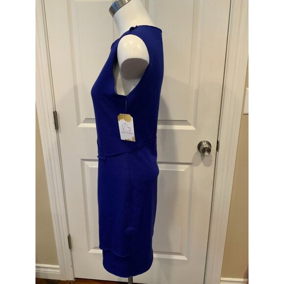 Maje Blue Wool Blend Sheath Dress W/ Exposed Seams, Size 2 (Medium) - Picture 5 of 8